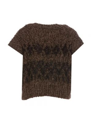 Sweter z krótkim rękawem Roberto Collina brązowy