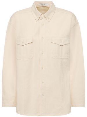 Βαμβακερό πουκάμισο τζιν Dunst λευκό