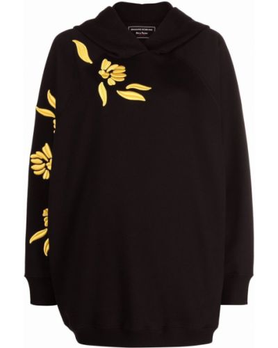 Sudadera con capucha con bordado de flores Ermanno Scervino negro