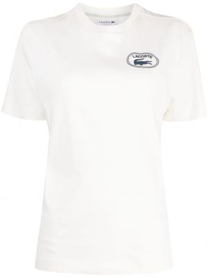 Raštuotas medvilninis marškinėliai Lacoste balta