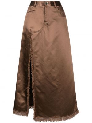 Saténová dlhá sukňa Cynthia Rowley hnedá