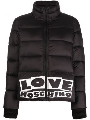Pernata jakna s printom Love Moschino crna