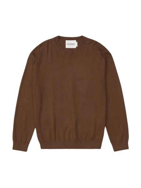 Sweter z kaszmiru bawełniany z długim rękawem Closed brązowy