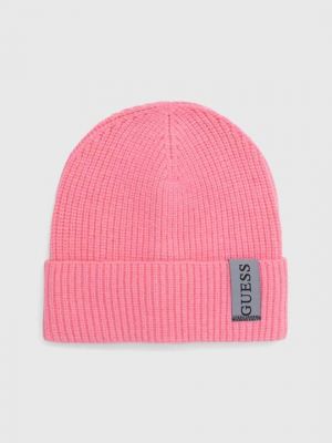 Шерстяная шапка Guess розовая