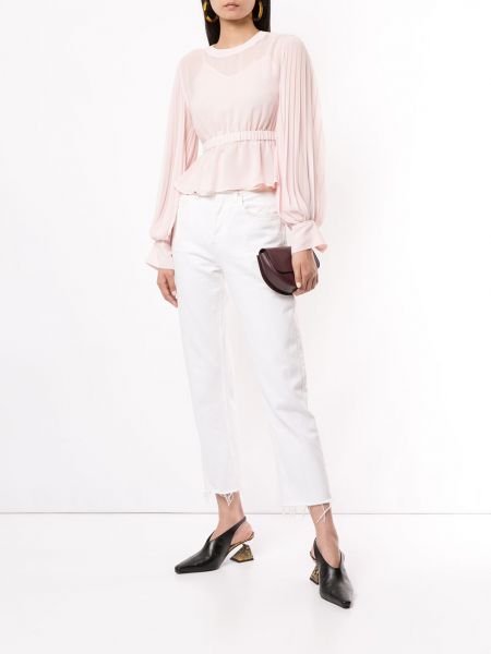 Blusa con volantes plisada Ck Calvin Klein rosa