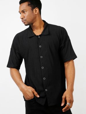 Košile s krátkými rukávy relaxed fit Xhan černá