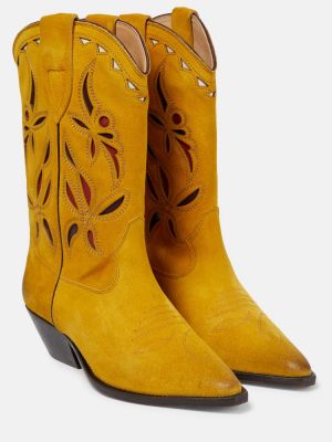 Велурени обувки до глезена Isabel Marant жълто