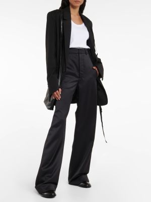 Voľné vlnené rovné nohavice s vysokým pásom Ann Demeulemeester čierna