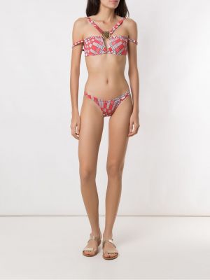Bikini à imprimé à motif géométrique Amir Slama rouge