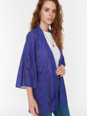 Šifonové šaty s geometrickým vzorom Trendyol modrá
