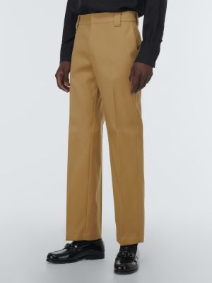 Βαμβακερό παντελόνι με ίσιο πόδι Valentino μπεζ