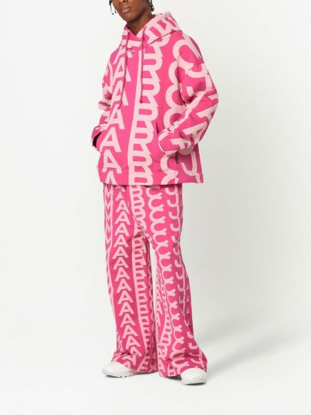 Bluza z kapturem z nadrukiem oversize Marc Jacobs różowa