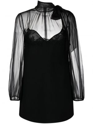 Průsvitné hedvábné mini šaty Valentino - černá
