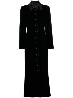 Zamatový kabát Giorgio Armani čierna