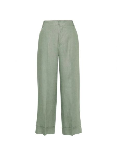 Lniane spodnie Max Mara zielone
