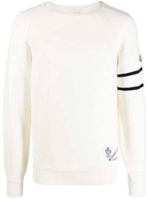 Пуловер с кръгло деколте Moncler бяло
