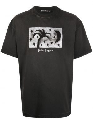 T-shirt con stampa con scollo tondo Palm Angels