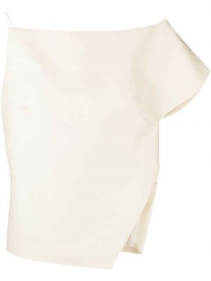 Asymetrický bavlnený hodvábny top St. Agni biela