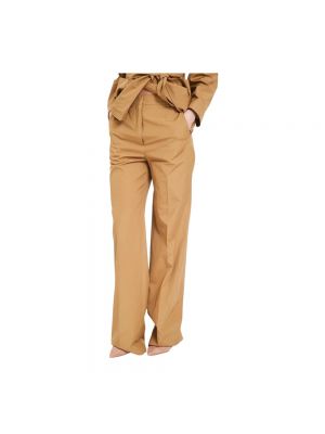 Spodnie bawełniane Max Mara brązowe