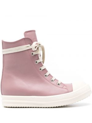 Δερμάτινα sneakers με κορδόνια με δαντέλα Rick Owens ροζ