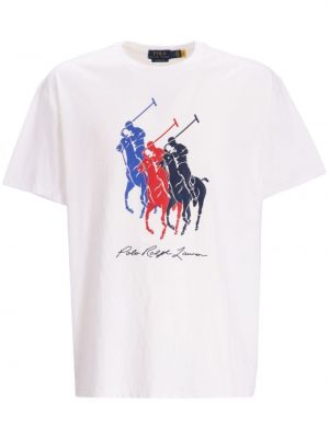 Bombažna bombažna polo majica s črtami Polo Ralph Lauren bela