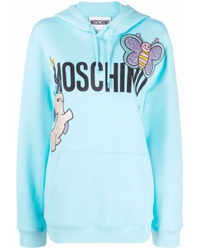 Trykt hettegenser Moschino blå