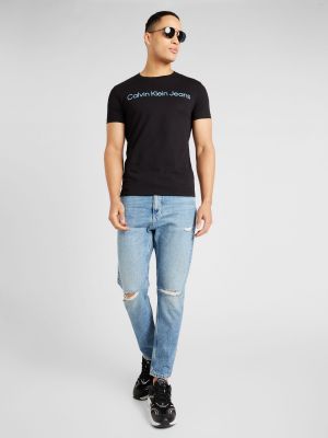 Тениска slim Calvin Klein Jeans черно