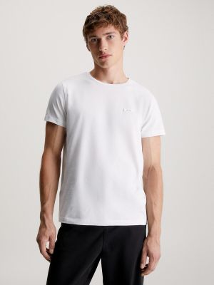 Camiseta slim fit de algodón Calvin Klein blanco