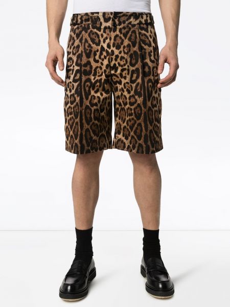 Leopardí bermudy s potiskem Dolce & Gabbana hnědé