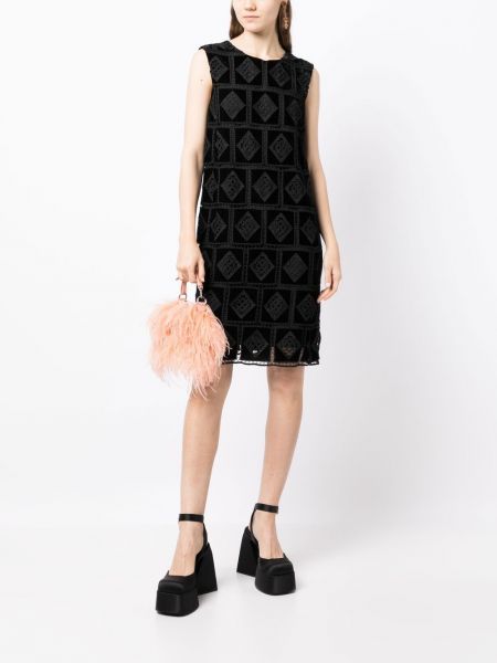 Kleid mit stickerei Anna Sui schwarz