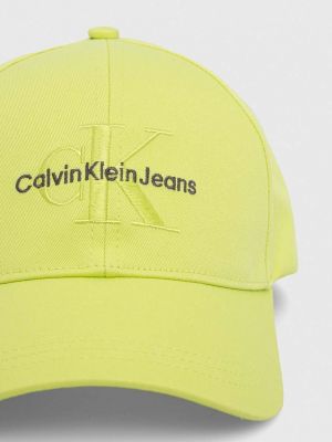 Czapka z daszkiem bawełniana Calvin Klein Jeans zielona