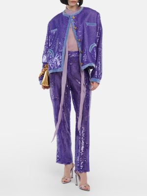 Pantalones rectos con lentejuelas bootcut Blazé Milano violeta