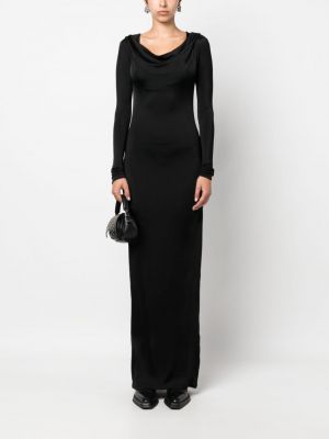 Sukienka długa z kapturem drapowana Misbhv czarna