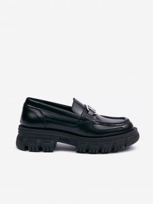Pantofi loafer din piele cu platformă Karl Lagerfeld negru