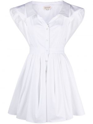 Памучна мини рокля Alexander Mcqueen бяло