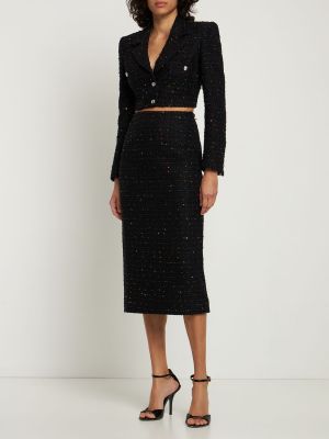 Giacca con paillettes in tweed Alessandra Rich nero