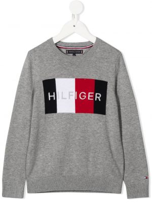 Brodert lang genser for jenter Tommy Hilfiger Junior grå