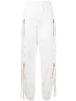 Pantaloni con cerniera Balmain bianco