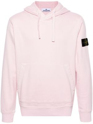 Pamučna hoodie s kapuljačom Stone Island ružičasta