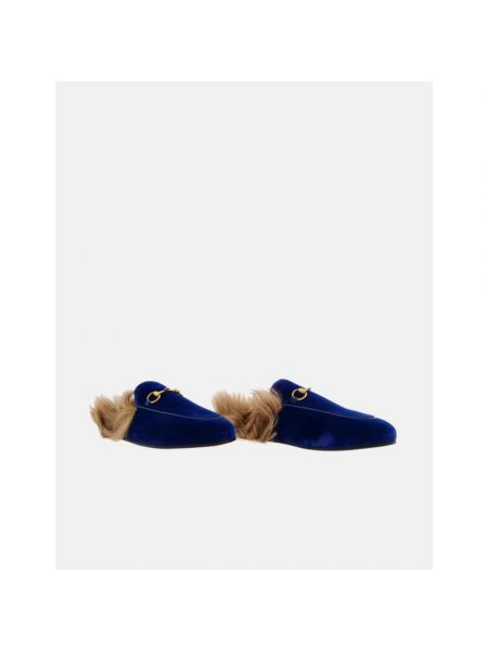 Zapatillas de lana de terciopelo‏‏‎ Gucci azul