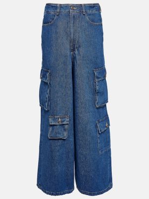 Cargo kalhoty s vysokým pasem The Frankie Shop modré