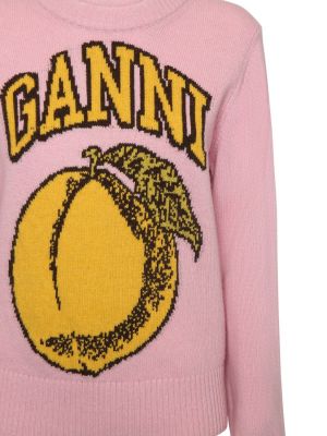 Haftowany pulower Ganni różowy
