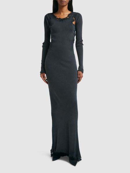 Bavlnené obnosené dlouhé šaty Balenciaga čierna