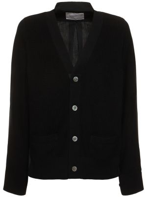Cardigan en coton en tricot Sacai noir