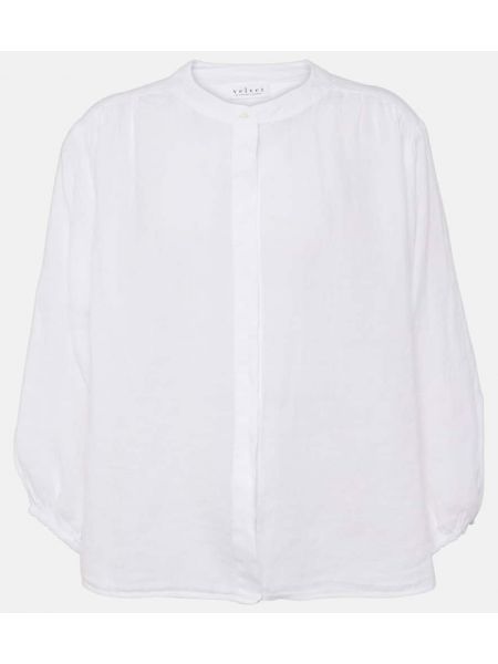 Fløjl linned bluse Velvet hvid