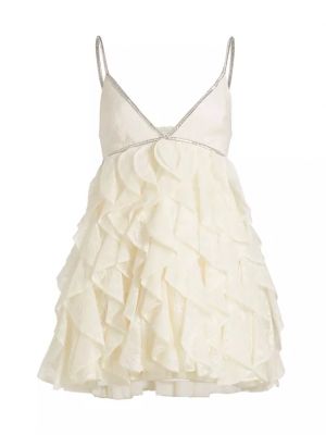 Мини-платье Wilmarie из кружева и кристаллов Alice + Olivia, off white
