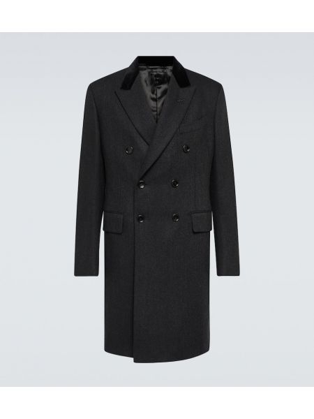 Кашмирено вълнено двуредно палто Tom Ford черно