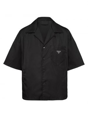 Нейлоновая рубашка с коротким рукавом Prada черная