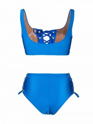 Nėriniuotas bikinis su raišteliais Noire Swimwear mėlyna