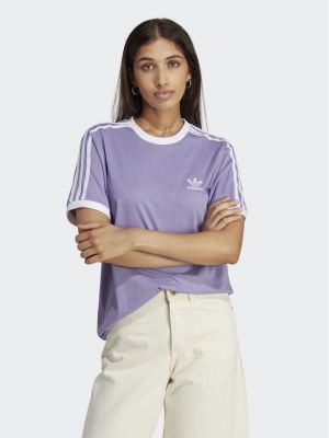 Тениска на райета Adidas виолетово
